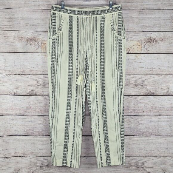 by Anthropologie Beach Trousers Textured Boho High Rise Ankle Pants Large - Picture 2 of 9